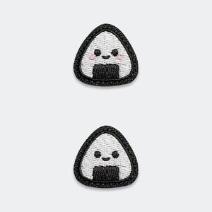 mini Onigiri Rice Ball Patch: Kawaii Embroidered Badge, Iron On/Sew-On/Hook and Loop