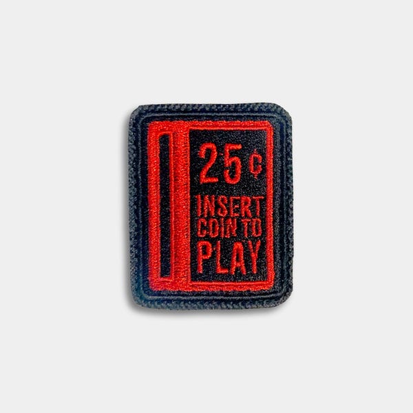 Insert Coin to Play Patch: Retro Arcade Embroidered Badge/Hook and Loop/Sew-On
