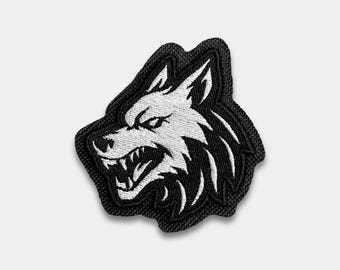 Wolf Morale Patch: Embroidered Iron On/Hook and Loop/Sew-On