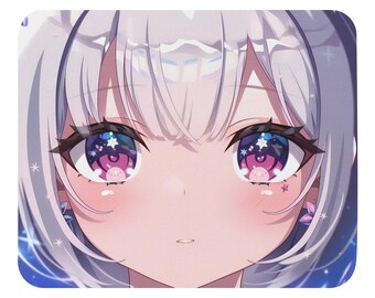 Anime Girl Desk Mat: Kawaii Star Eyes Mousepad, Gaming Accessory, Otaku Decor