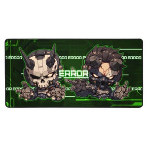 System Error Oni Demon Cyborg Gaming Mouse Pad, Futuristic Desk Mat Accessory