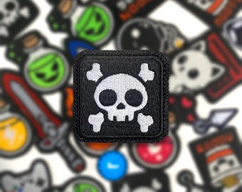 Skull Patch: Embroidered Iron On/Hook and Loop/Sew-On
