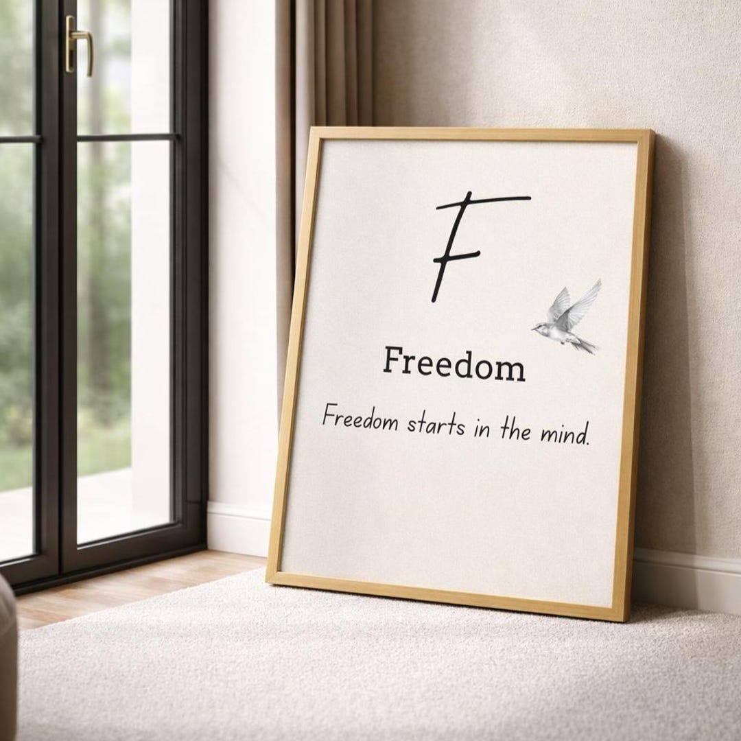 Minimalist “freedom” Wall Art – Inspiring Modern Print With Quote ...