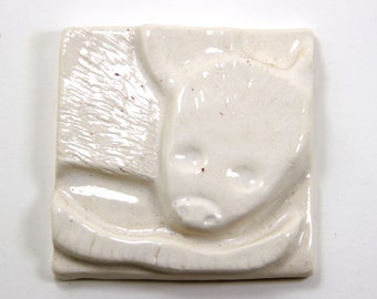 Oh, Possum Tile 4x4 - White Possum Mouse Ceramic Tile Pet Lover Rodent Wall Hanging Gift