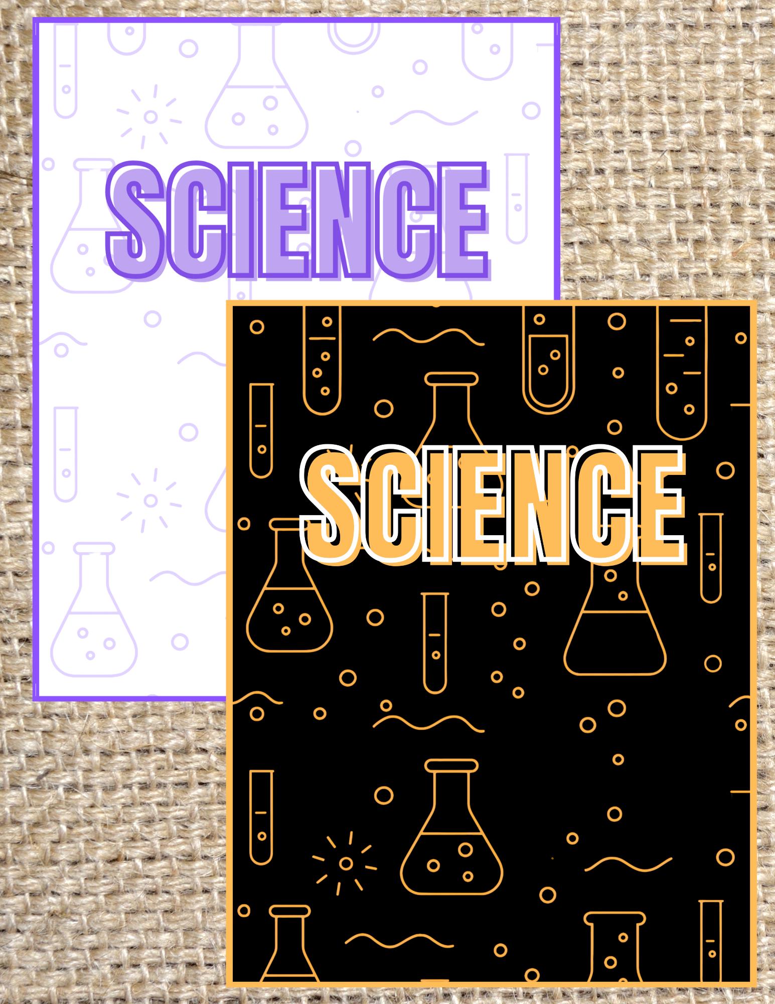 Science Binder Side Science Binder Covers for Kids | 2 Pack Printable School Supply Designs ...