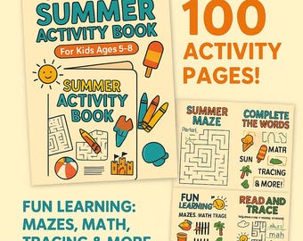 Summer Activity Workbook for Kids | 100+ Pages of Mazes, Math, Tracing, Puzzles & More!