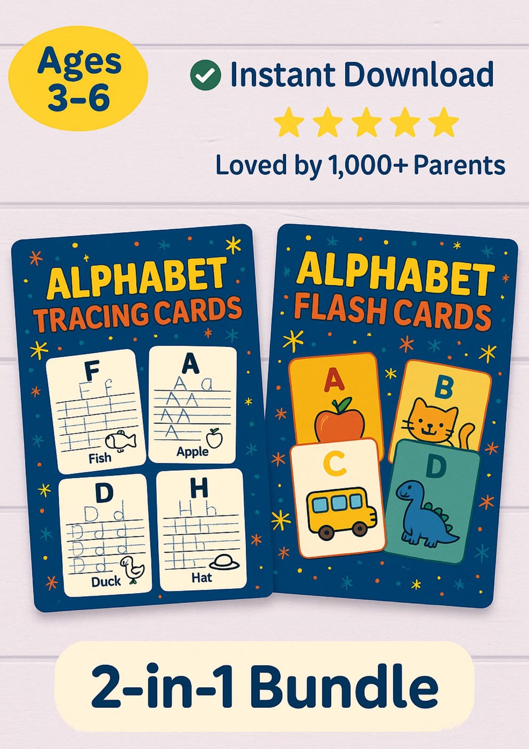 Alphabet Tracing and Flash Cards Bundle | ABC Printable Learning for ...