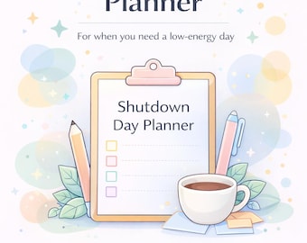 ADHD Shutdown Day Planner | Low Energy Printable & Fillable PDF for Burnout Days