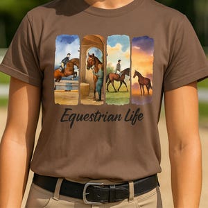 Equestrian Life Shirt, Hunter Jumper Watercolor Horse Tee, Horse Show Mom Shirt, Horse Lover Gift, Horse Trainer Gift, Adult Ammy Gift