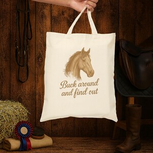 Buck Around and Find Out Horse Tote Bag: Vintage Equestrian Design