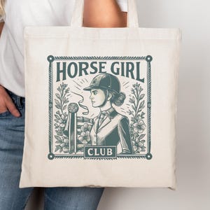 Horse Girl Club Tote Bag, Equestrian Tote, Barn Bag for Horse Lovers, Rider Gift, Horse Show Gift, Horseback Riding Bag, Equestrian Gift