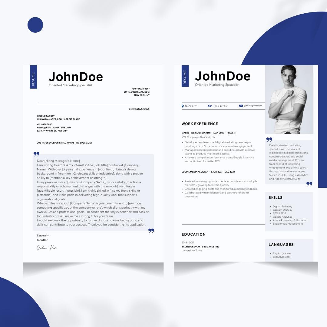 Modern Resume Template for Canva | Professional CV + Cover Letter ...