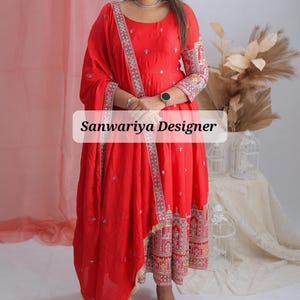 Red Anarkali Salwar Kameez For Women Indian Readymade Salwar Suit Wedding Partywear Ethnic Traditional Punjabi Designer Silk Pakistani Dress
