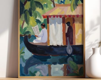 Feel Good Poster, Gift for Art Lovers, South asian wall art, Kerala Backwaters Art, Indian Art, Desi Art, Housewarming gift