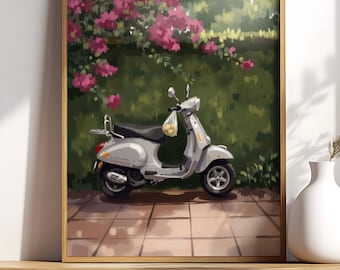 Indian Folk Art, Indian Scooter Print, Colorful, Goa Art