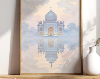 Taj Mahal Modern Art, Modern Muslim Art, Mughal Art, South Asian Traditional Art, Minimalist decor, South asian wall art, Islamic Art