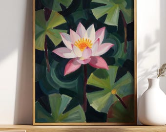 Feel Good Poster, Floral art print, Gift for Art Lovers, South asian wall art, Lotus print, Botanical, Indian Art