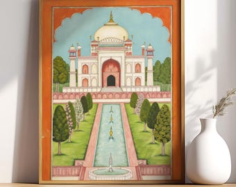 Impression d'arche du palais moghol : art folklorique indien vintage (téléchargement numérique)