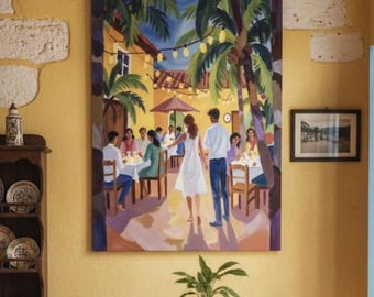 South Asian Art Print: Minimalist Veranda Scene (Digital Download)