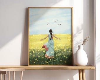 Woman in Saree Art Print: Modern South Asian Wall Decor (Digital Download)