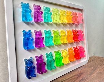 Muurkunst hars gummibeer| Regenboogkleverig | Kinderkamerdecoratie| 3D-pop-art