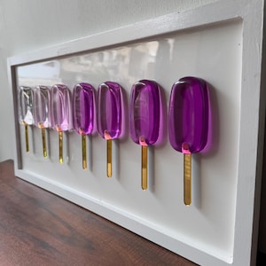 Arte de pared de paletas de resina hecho a mano: degradado ombré, palitos dorados