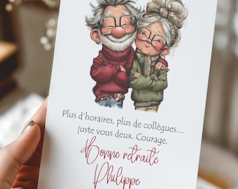 Biglietto di auguri di pensionamento umoristico personalizzato con nome – Divertente biglietto di auguri per coppie, un'ottima idea regalo per i colleghi, formato A6 con busta