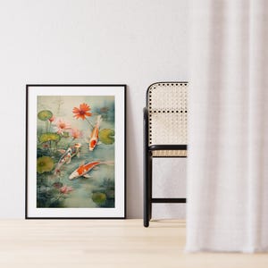 Manifesto giapponese - Carpa Koi - Stampa artistica vintage - Chinoiserie - Manifesto - Arte murale giapponese