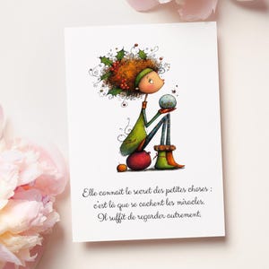 Carte inspirante, carte encouragement, cadeau femme, pensée positive, carte poétique, cadeau amie, illustration féerique