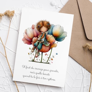 Carte encouragement femme message positif | cadeau soutien moral amie anniversaire | carte bien-être confiance en soi cadeau