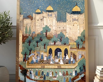 Alhambra Palace Wall Art Print — Granada Spain Travel Poster | Moorish Architecture Decor