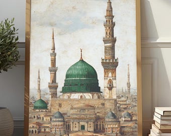 Masjid an-Nabawi Islamic Wall Art Print — Medina Mosque Poster | Muslim Home Decor