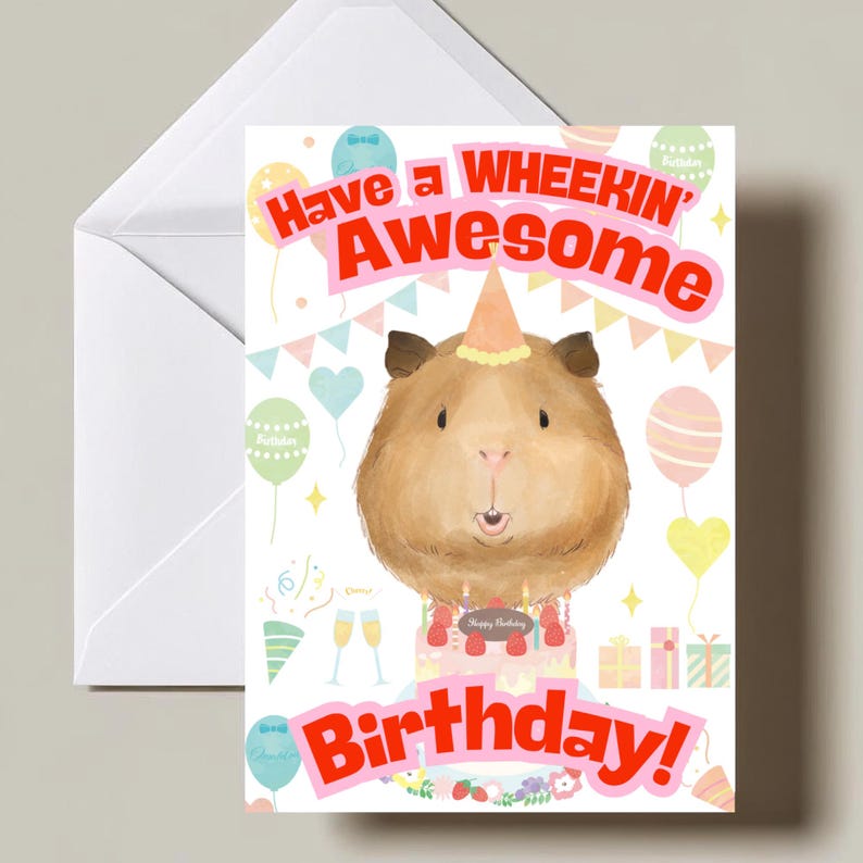 Cute Guinea Pig Birthday Card | Printable Pet Card (PDF) - Etsy Canada
