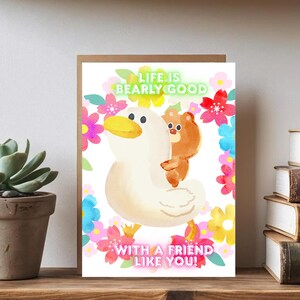 Vriendschapskaart beer | Schattige berenkaart | Vriendschapswenskaart | Kaart voor beste vriend | Berenkaart | Afdrukbare vriendschapskaart | Digitale afdruk