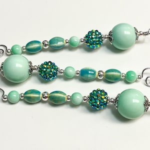 Mint Green and Silver Christmas Tree Icicle Ornaments Old Fashioned Holiday Decor
