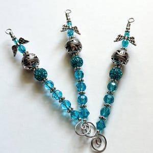Turquoise and Silver Angel Icicles Christmas Icicle Ornaments Handmade Old Fashioned Holiday Decor