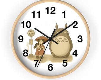 Totoro Wall Clock, Whimsical Nursery Decor, Animal Lovers Gift