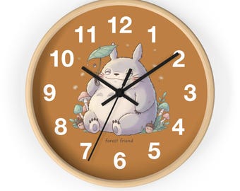 Forest Friend Totoro Wall Clock, Kids Room Decor (10" x 10")