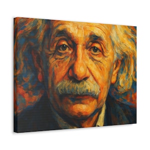 Retrato de Einstein en lienzo / Decoración de pared inspiradora, regalo único, arte para el hogar, decoración académica, regalo para amantes de la ciencia