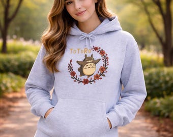 Totoro Hoodie Sweatshirt | Studio Inspired Miyazaki Character Hooded Sweatshirt