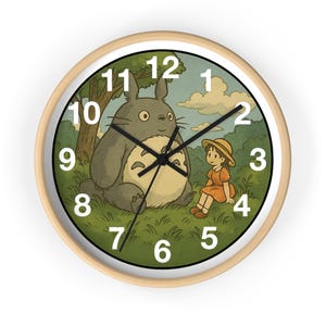 Whimsical Totoro Wall Clock - Cozy Home Decor for Fans, Cute Gift Idea for Kids, Nature Lovers, Nursery, Living Room