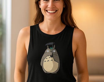 Totoro Graduation Muscle Tank Top: Anime Gift, Summer Apparel