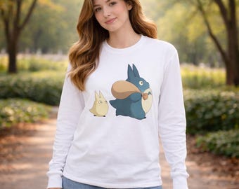 Totoro Cozy Tee Sweatshirt | Studio Ghibli Inspired Long Sleeve Shirt