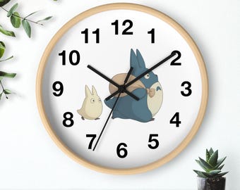 Totoro Wall Clock, Animal Decor, Kid's Room Art