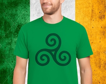 Celtic Triskelion Tee: Irish Unisex Cotton Casual Wear
