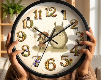 Totoro Forest Wooden Wall Clock, Whimsical Nursery Decor