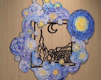 Van Gogh Starry Night Metal Wall Art: UV Printed Steel Decor