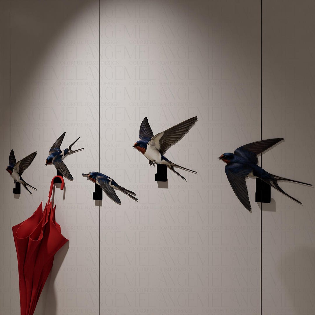 Flying Wall Rack Room Flying Swallow Wall Hooks, Metal Bird Coat Rack, Decorative Entryway ...