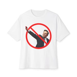 Anti-Elon übergroßes T-Shirt | Unisex übergroßes, kastenförmiges T-Shirt, lustiges Statement-T-Shirt, Freizeitkleidung, Geschenk für Freunde, Protest-Humor-Shirt