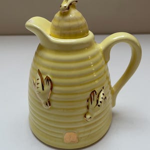 Vintage Ceramic Honey Pot with Golden Bees